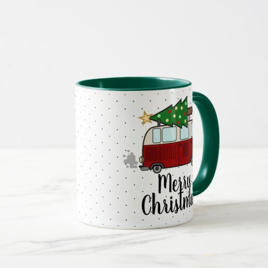 Merry Kerstmis Hauling Tree Mok (Voorkant rechts)