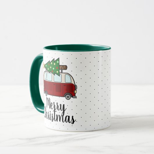 Merry Kerstmis Hauling Tree Mok (Voorkant links)