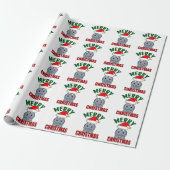 Merry Kerstmis Hippo Cute Holiday Cadeaupapier (Uitgerold)