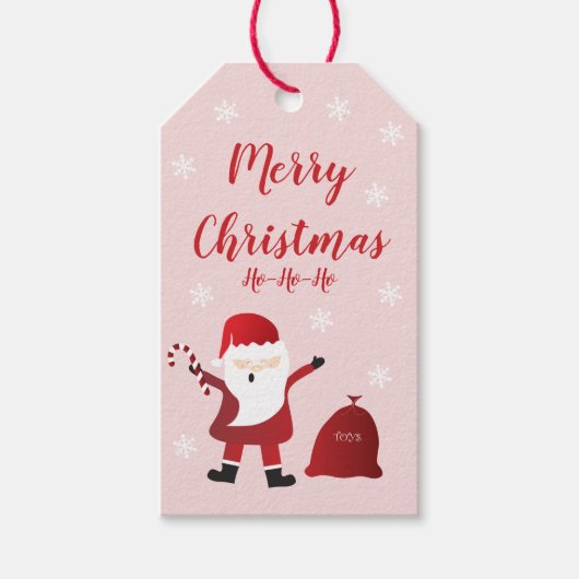 Merry Kerstmis Ho Ho Santa Claus Pattern Cadeaulabel (Voorkant)