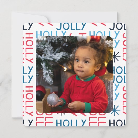 Merry Kerstmis Holly Jolly Persoonlijk Feestdagenkaart (Voorkant)