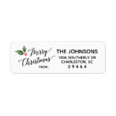 Merry Kerstmis Holly Return Address Label Sticker (Voorkant)