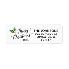 Merry Kerstmis Holly Return Address Label Sticker