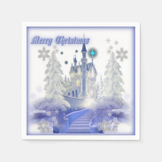 Merry Kerstmis Ice Castle Napkins Servet (Voorkant)