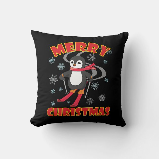 Merry Kerstmis in Penguin Kussen (Voorkant)