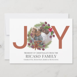 Merry Kerstmis Joy Wreatfoto Card Feestdagenkaart