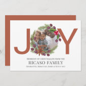 Merry Kerstmis Joy Wreatfoto Card Feestdagenkaart (Voorkant / Achterkant)