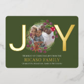 Merry Kerstmis Joy Wreatfoto Card Folie Feestdagenkaart (Voorkant)