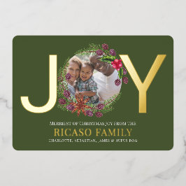 Merry Kerstmis Joy Wreatfoto Card Folie Feestdagenkaart