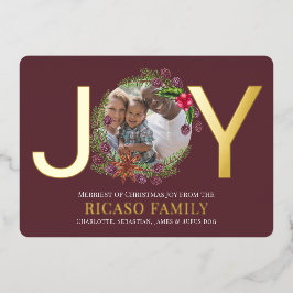 Merry Kerstmis Joy Wreatfoto Card Folie Feestdagenkaart