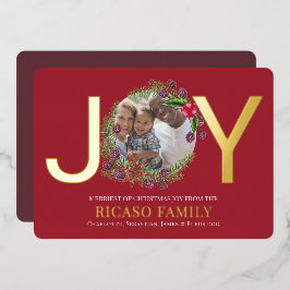 Merry Kerstmis Joy Wreatfoto Card Folie Feestdagenkaart