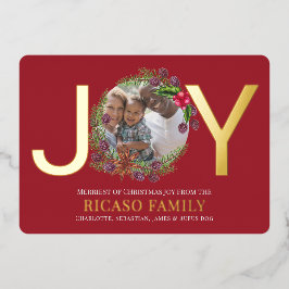 Merry Kerstmis Joy Wreatfoto Card Folie Feestdagenkaart