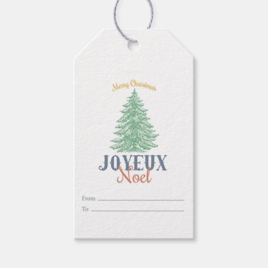 Merry Kerstmis Joyeux Noel  Cadeaulabel (Voorkant)