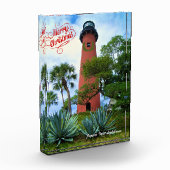 Merry Kerstmis Jupiter Inlet Florida Lighthouse Fotoblokken (Links)