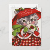 Merry Kerstmis  Kat Feestdagenkaart (Voorkant / Achterkant)