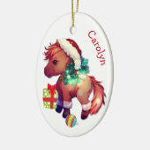 Merry Kerstmis Kinder keramische Pony Keramisch Ornament (Links)