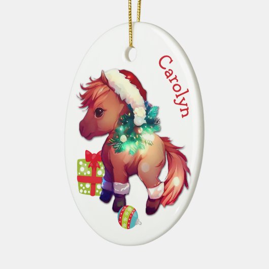Merry Kerstmis Kinder keramische Pony Keramisch Ornament (Links)