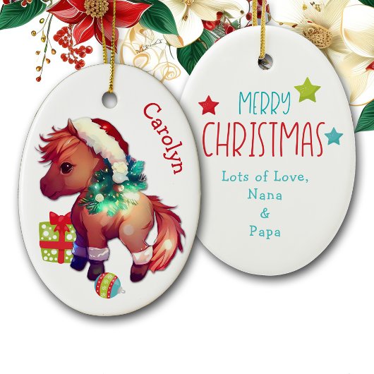 Merry Kerstmis Kinder keramische Pony Keramisch Ornament