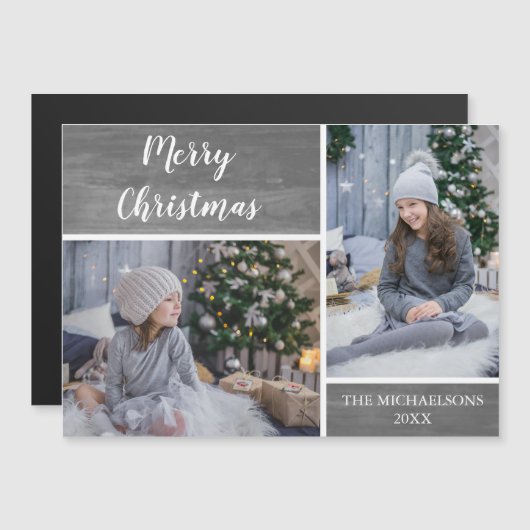 Merry Kerstmis Kinder Photo Magnet (Voorkant / Achterkant)