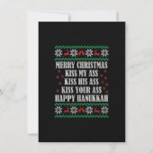 Merry Kerstmis Kiss My A.ss Happy Hanukkah lelijke Kaart (Voorkant)