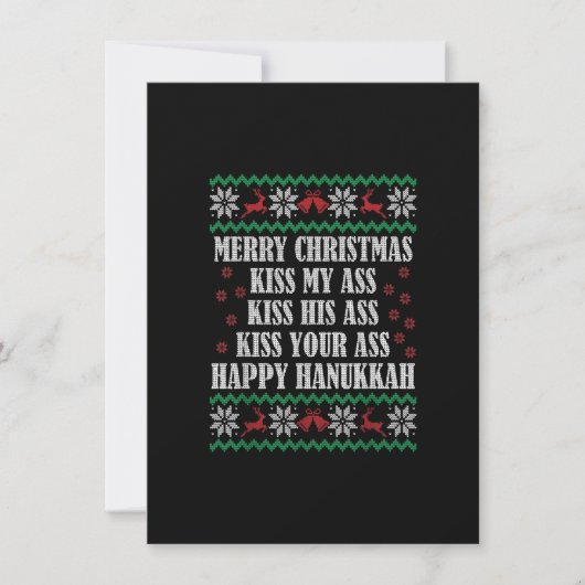 Merry Kerstmis Kiss My A.ss Happy Hanukkah lelijke Kaart (Voorkant)