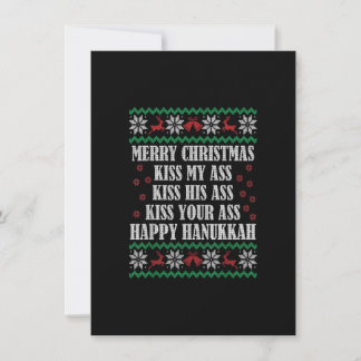 Merry Kerstmis Kiss My A.ss Happy Hanukkah lelijke Kaart