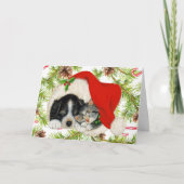 Merry Kerstmis Kitty Cat Puppy Dog personaliseren Feestdagen Kaart (Voorkant)