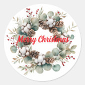 Merry Kerstmis Klassic Round Sticker (Voorkant)