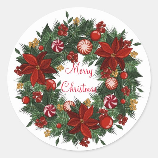 Merry Kerstmis Klassic Round Sticker (Voorkant)