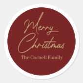 Merry Kerstmis Klassic Round Sticker (Voorkant)