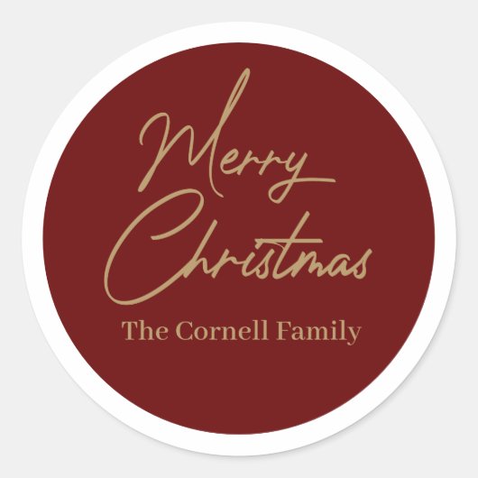 Merry Kerstmis Klassic Round Sticker (Voorkant)