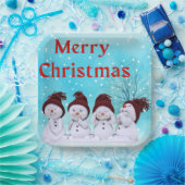 Merry Kerstmis Kleine Snowmen Papieren Bordje (Feest)