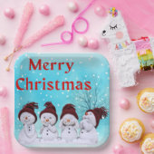 Merry Kerstmis Kleine Snowmen Papieren Bordje (Feest)