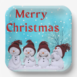 Merry Kerstmis Kleine Snowmen Papieren Bordje
