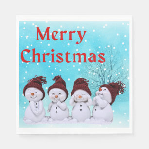 Merry Kerstmis Kleine Snowmen Servet