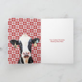 Merry Kerstmis Koe Holstein Boerderij Snowflake Kaart (Binnen)