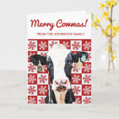 Merry Kerstmis Koe Holstein Boerderij Snowflake Kaart (Gele Bloem)