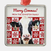 Merry Kerstmis Koe Holstein Boerderij Snowflake Metalen Ornament (Voorkant)