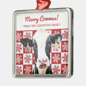 Merry Kerstmis Koe Holstein Boerderij Snowflake Metalen Ornament (Links)