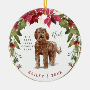 Merry Kerstmis Labradoodle   Voeg de foto van uw h Keramisch Ornament