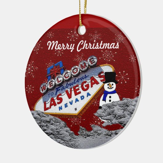 Merry Kerstmis Las Vegas Snowman Ornament (Links)