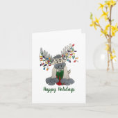 Merry Kerstmis Maine Moose Holiday Lights Kaart (Gele Bloem)
