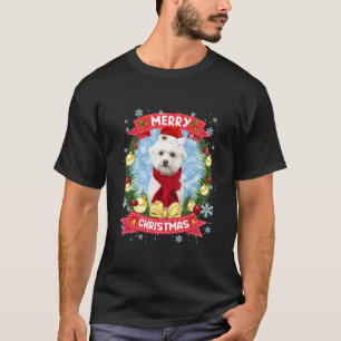 Merry Kerstmis Maltese hond Santa Funny Xmas Ornam T-shirt