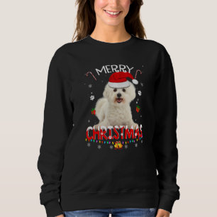 Merry Kerstmis Maltese hond Santa Hat Lights Xmas Trui