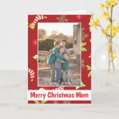 Merry Kerstmis Mam Holiday Foto Kaart (Gele Bloem)