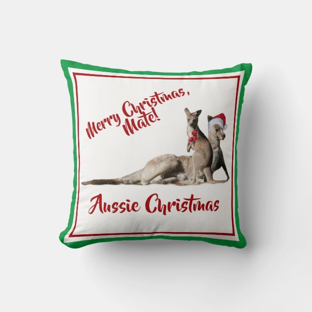 Merry Kerstmis Mate Santa Kangaroos Kussen (Voorkant)