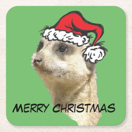 Merry Kerstmis Meerkat Santa Onderzetters (Voorkant)