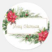 Merry Kerstmis met een rode wintergroet Ronde Sticker (Voorkant)