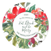 Merry Kerstmis met Floral Green Address Label