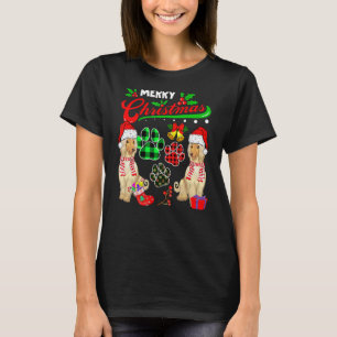 Merry Kerstmis met Pset Dog Paws Two Santa Afghan  T-shirt